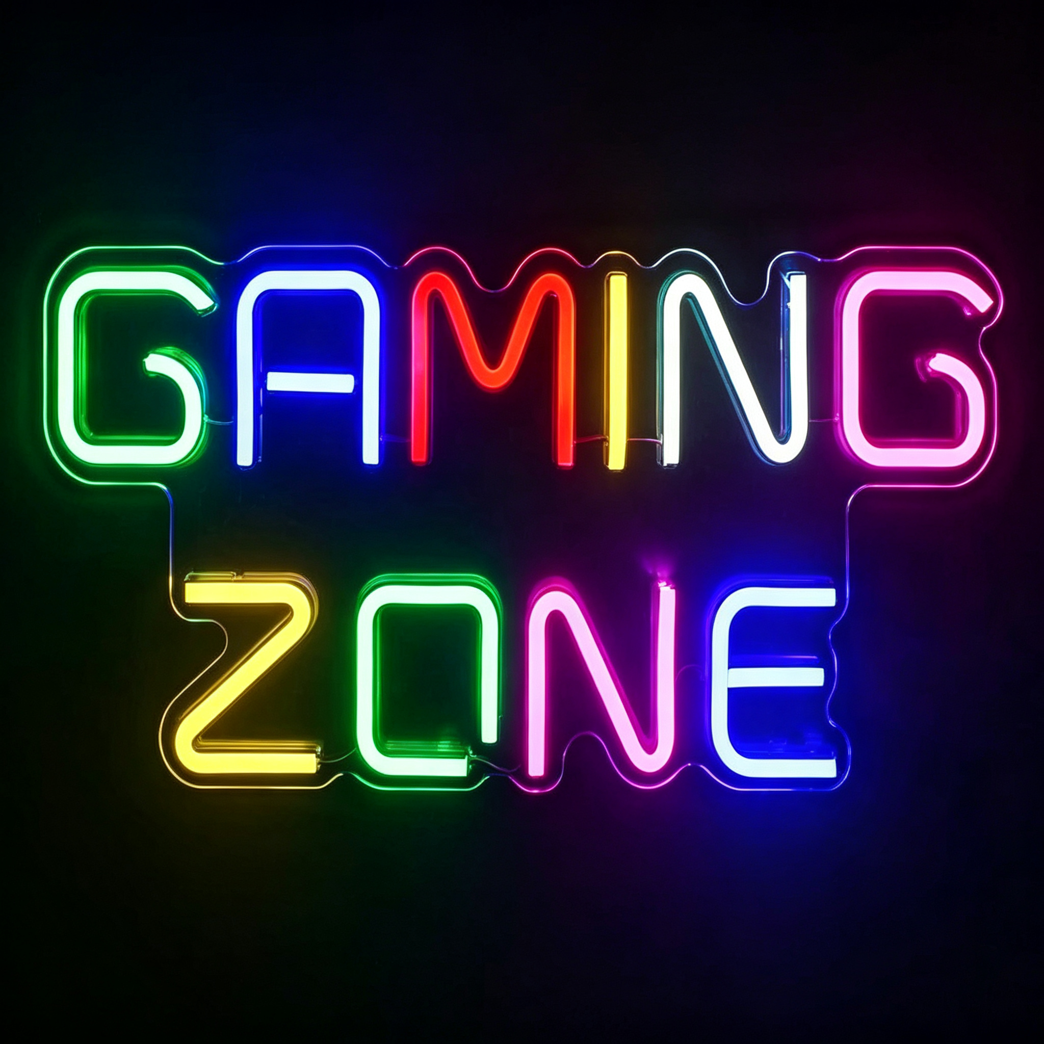Gaming Zone Rainbow Colored Letters Neon Sign