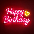 Happy Birthday with Heart Accent Neon Sign