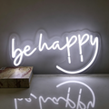 Be Happy With Integrated Smiley Outline LED Neon Sign