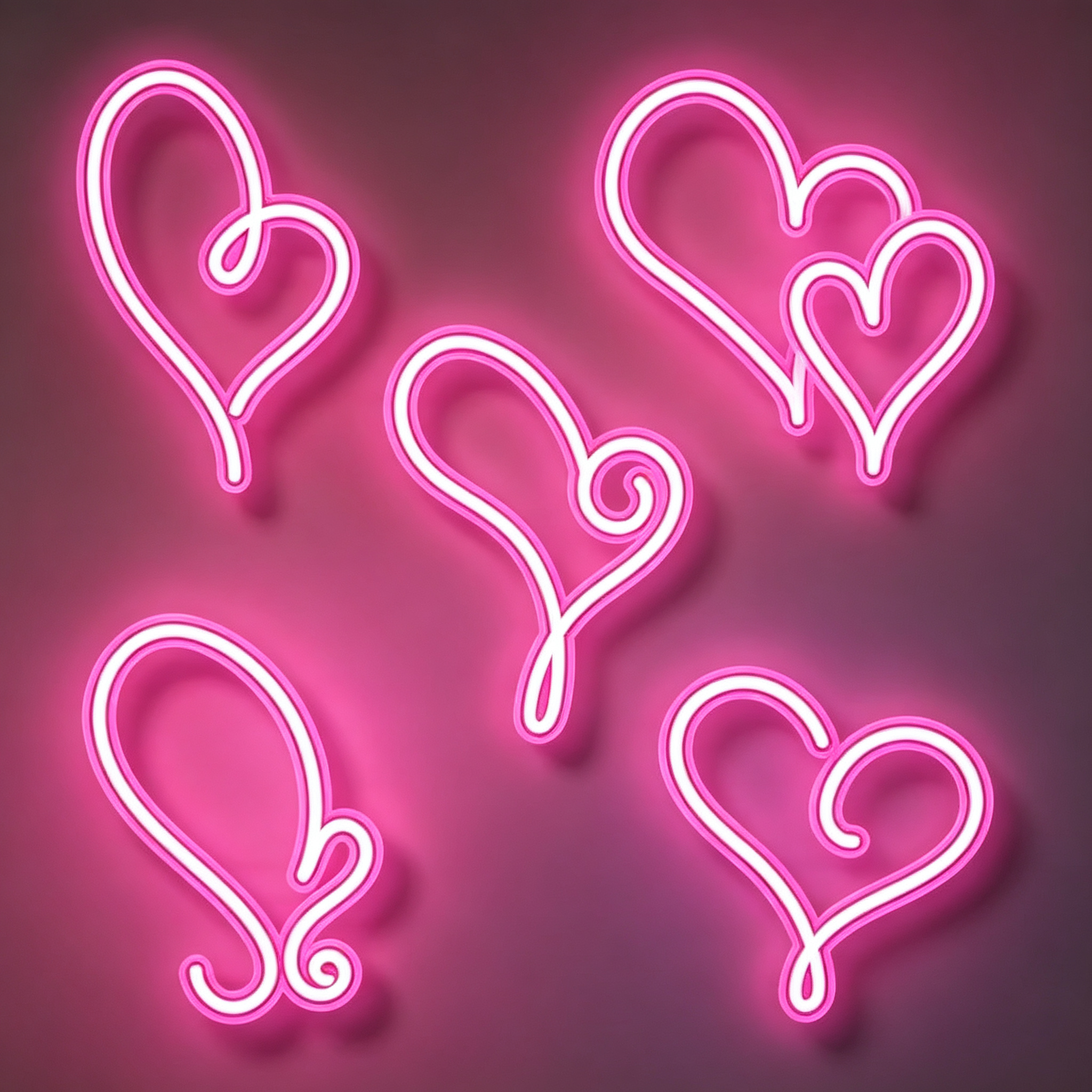 Doodle Heart Set LED Neon Sign