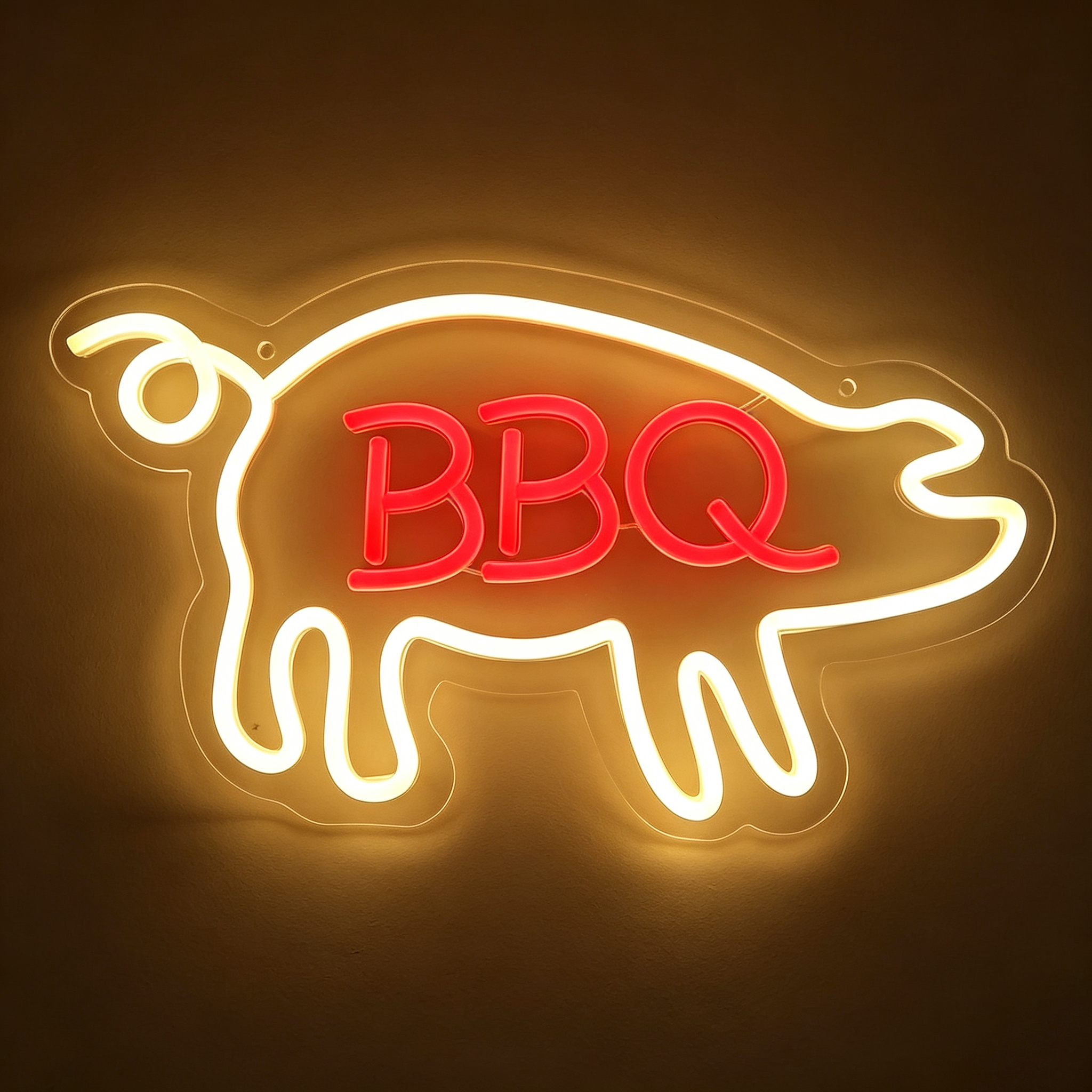 BBQ In Pig Shape Outer Outline LED Neon Sign