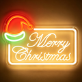 Merry Christmas with Santa Hat Neon Sign
