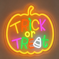 Trick or Treat Pumpkin Shaped Halloween Neon Sign