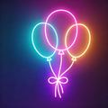 Bunch Of Three Balloons With Bow LED Neon Sign
