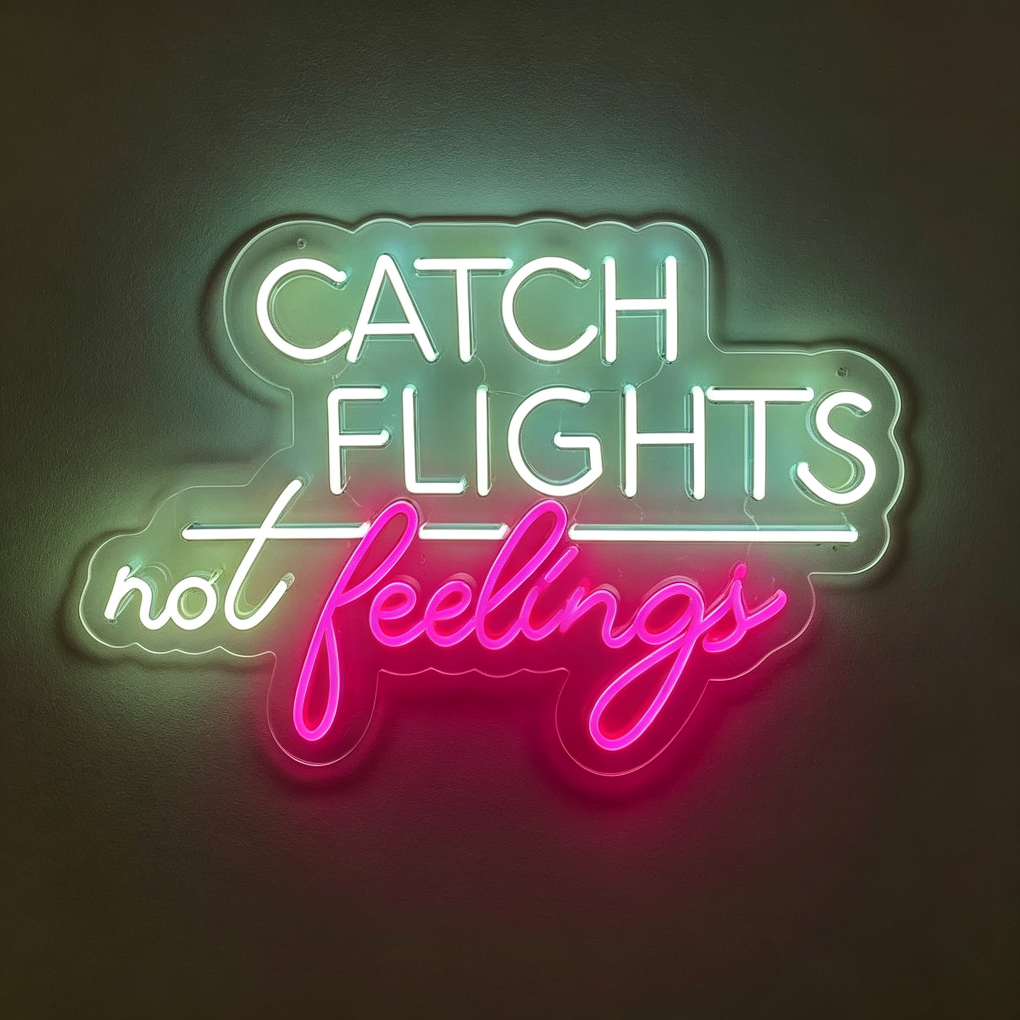 Catch Flights Not Feelings Neon Sign