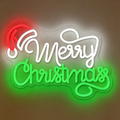 Merry Christmas Flowing Script with Santa Hat Neon Sign
