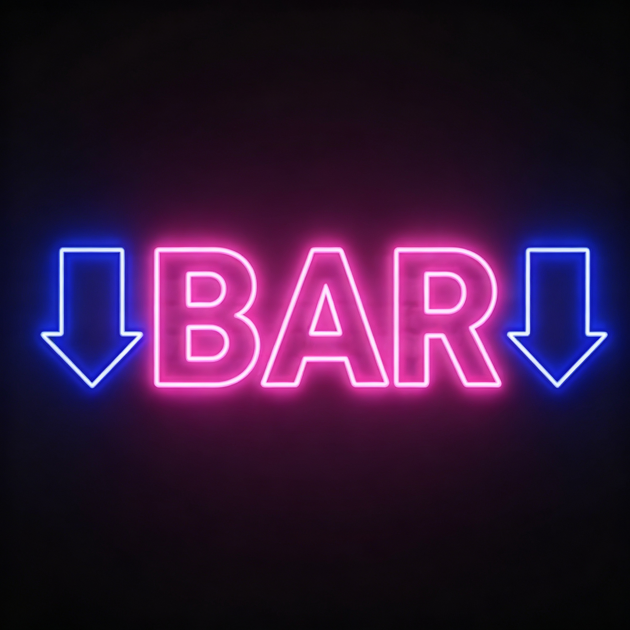 BAR With Downward Arrows On Both Sides LED Neon Sign