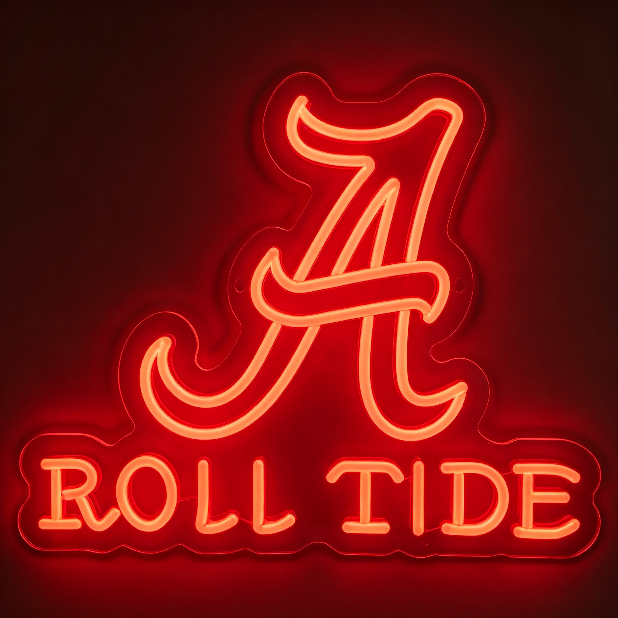 Alabama "Roll Tide" Cursive A Crimson LED Neon Sign