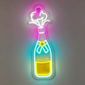 Popping Champagne Bottle Neon Sign