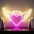 Angel Wings Heart With Halo LED Neon Sign