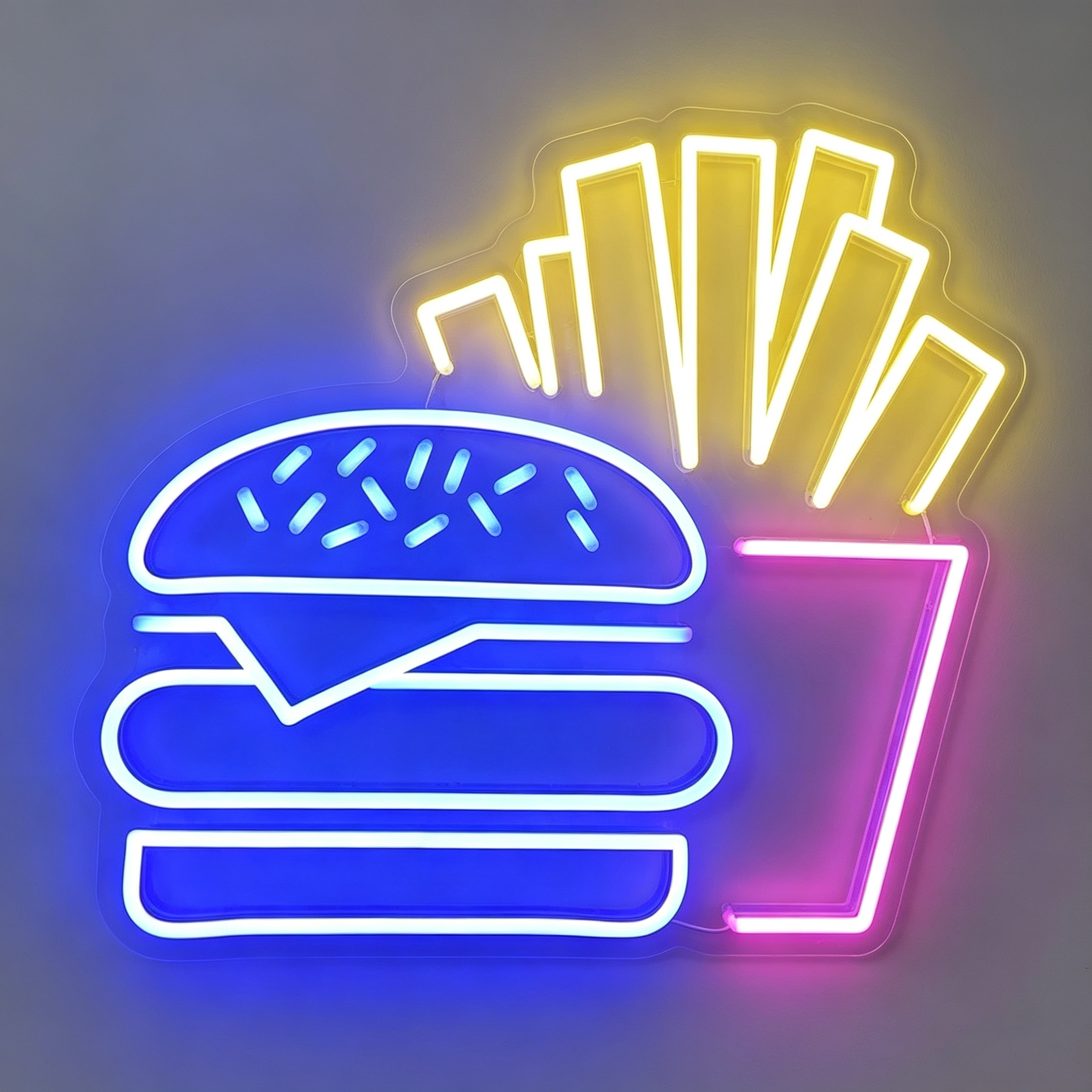Burger & Fries Combo LED Neon Sign