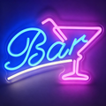 Bar Text Integrated with Martini Glass Cocktail Neon Sign