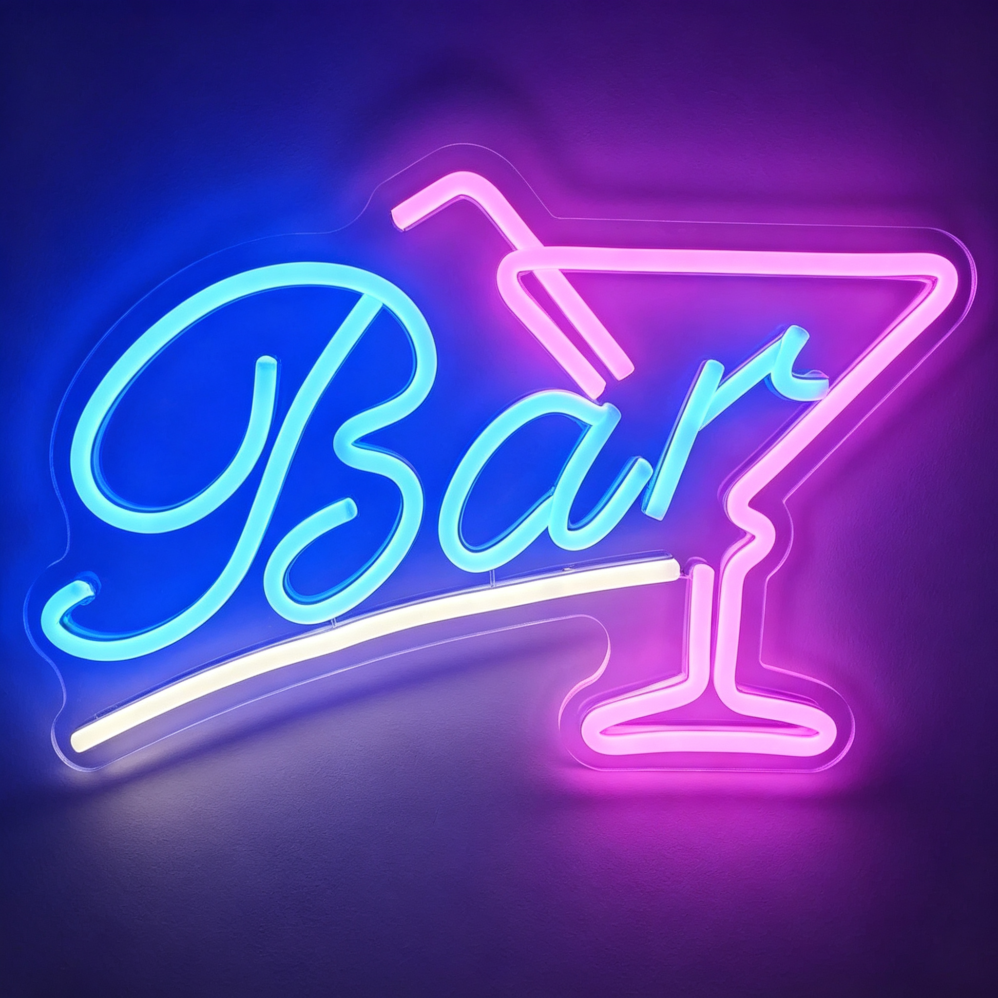 Bar Text Integrated with Martini Glass Cocktail Neon Sign