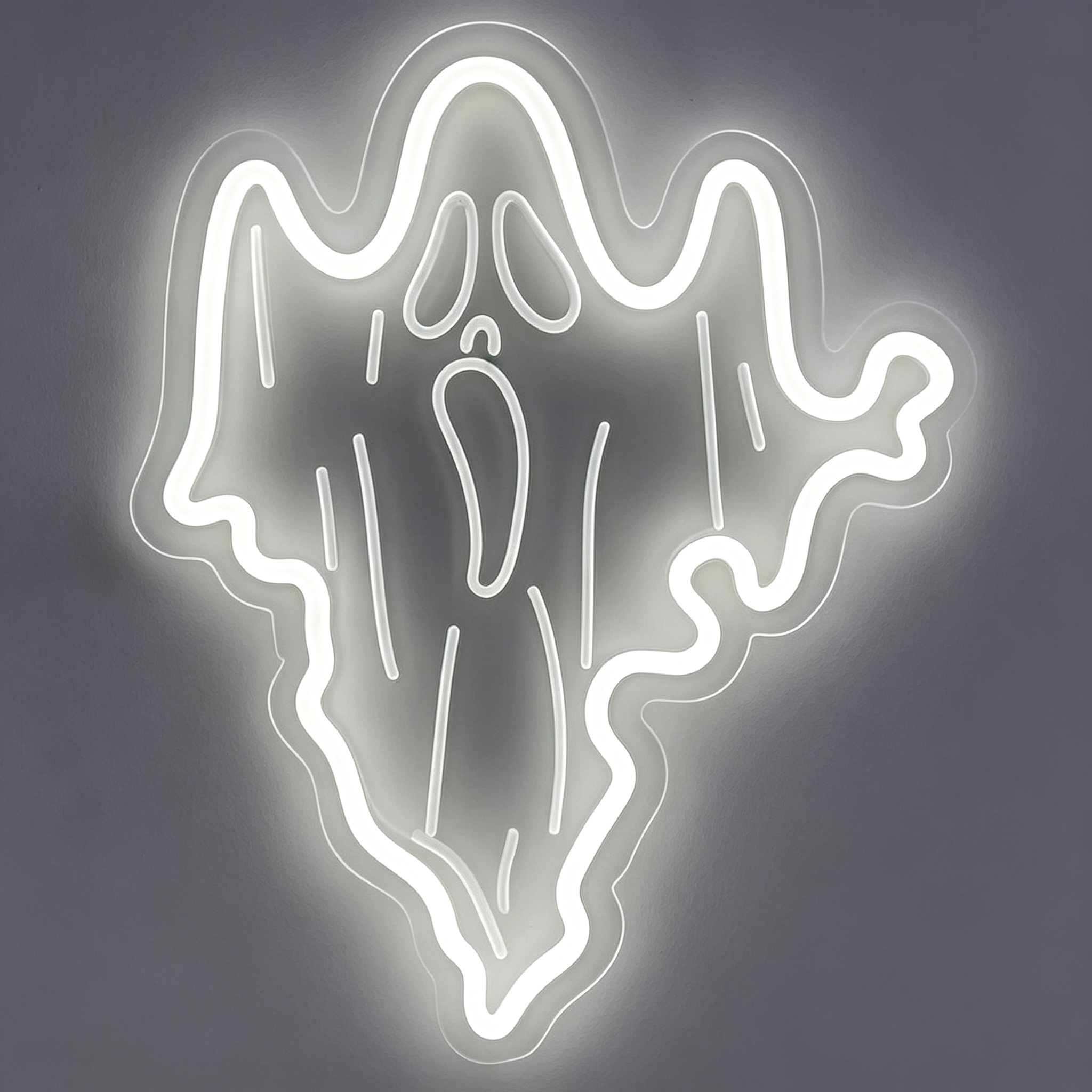 Scary Screaming Ghost Halloween Neon Sign