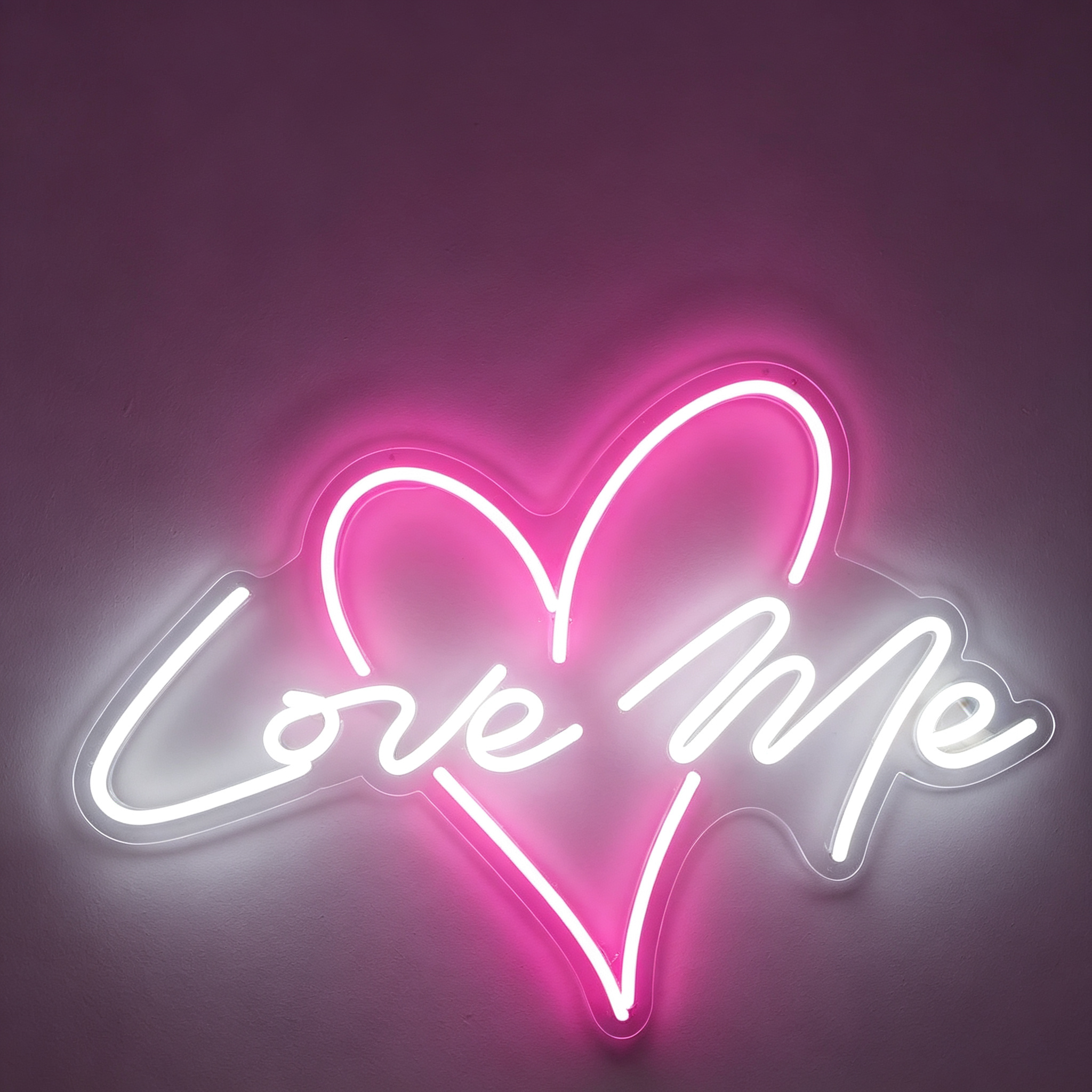 Love Me Overlapping Heart Romantic Neon Sign