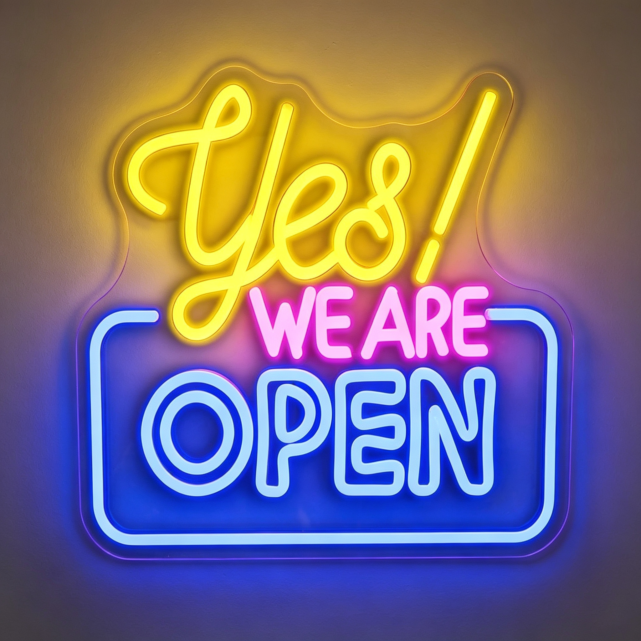 Yes! We Are Open Vibrant Multi-Color Business Neon Sign