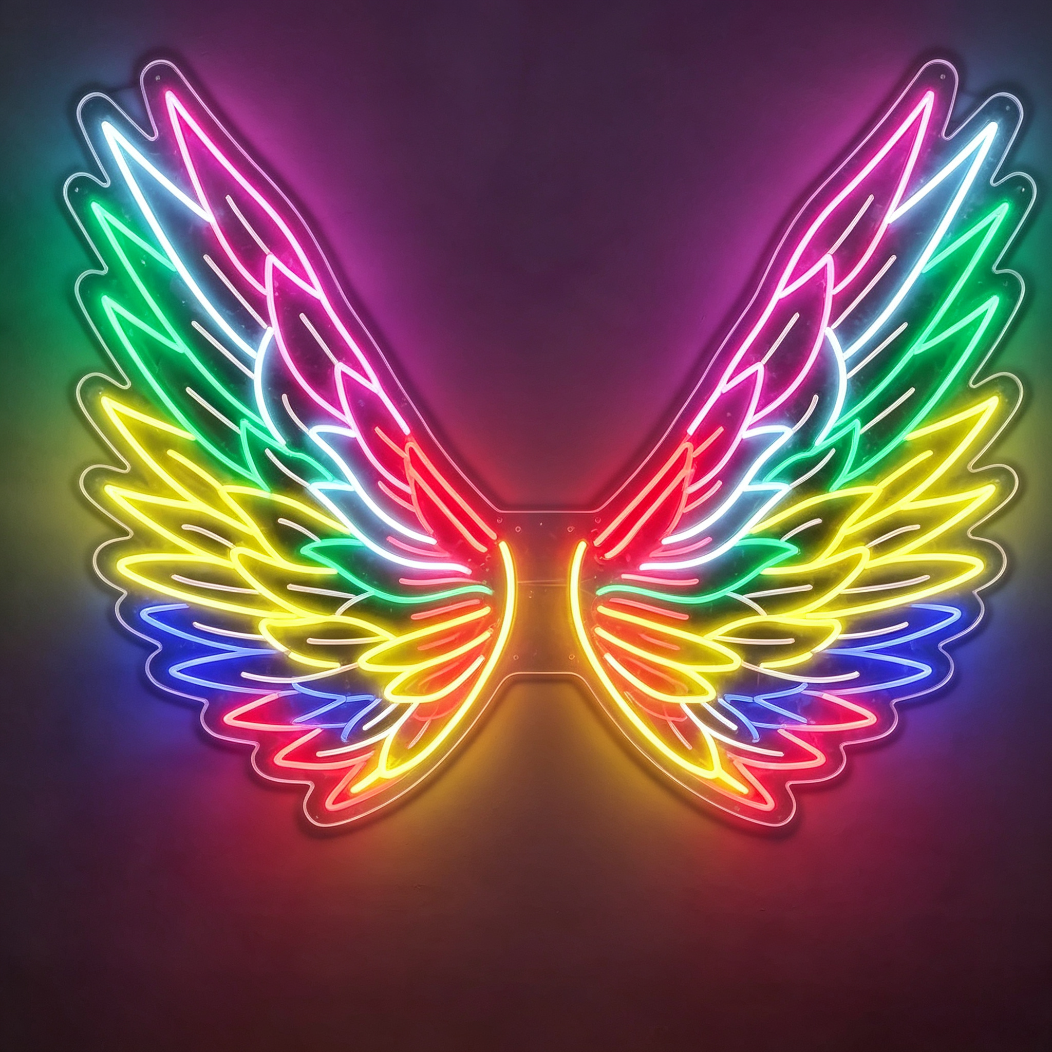 Rainbow Gradient Angel Wings Photo Backdrop LED Neon Sign