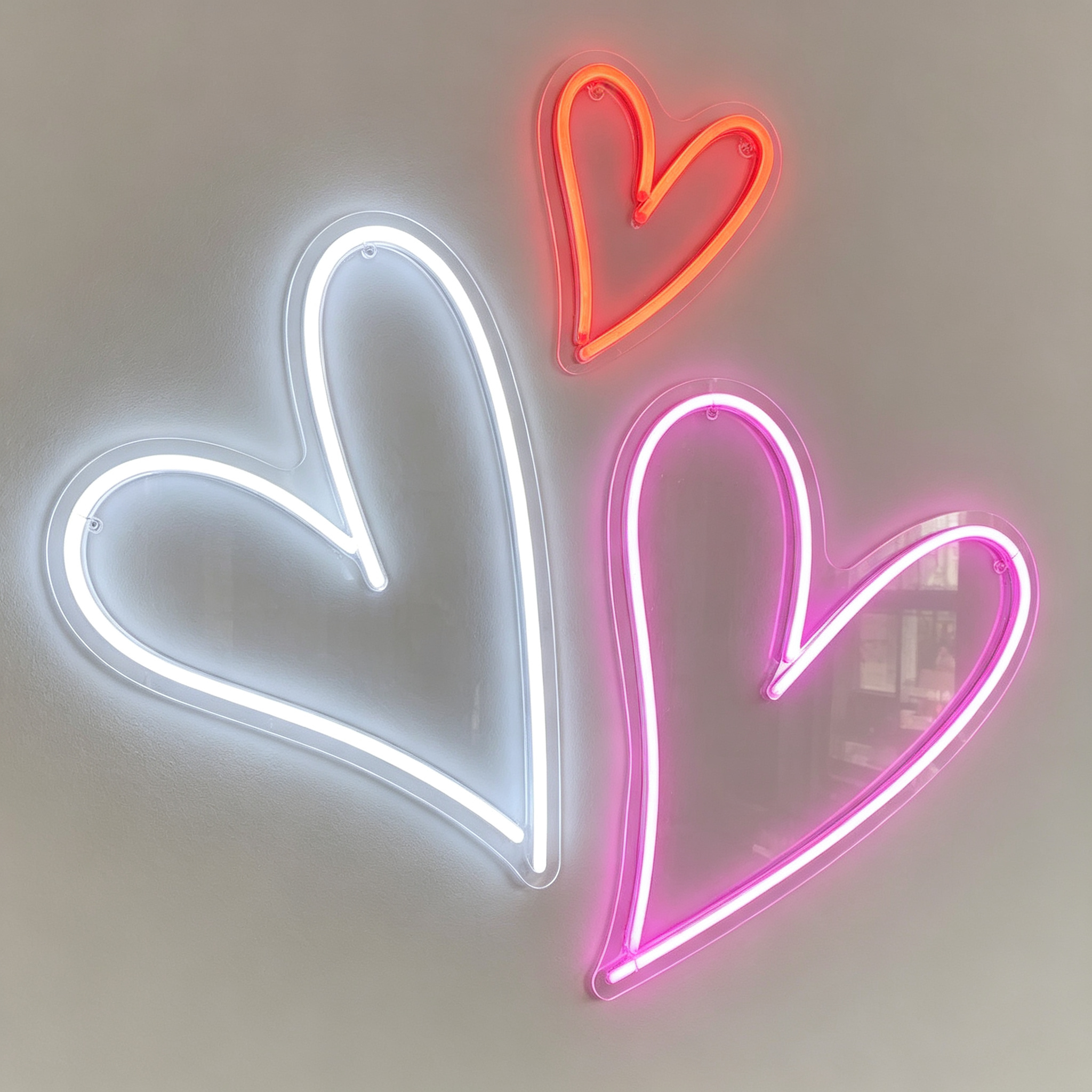 Three-Tier Gradient Hand Drawn Heart Set LED Neon Sign