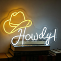 Howdy With Cowboy Hat LED Neon Sign