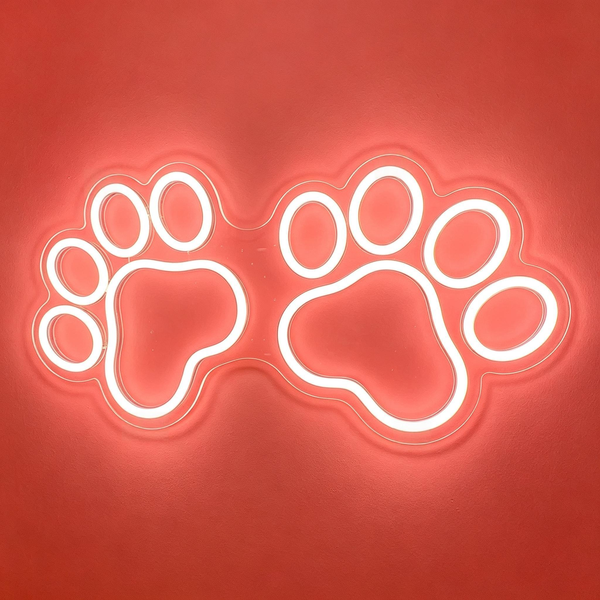 Double Animal Paw Prints LED Neon Sign