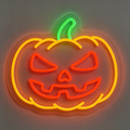 Angry Jack-o'-lantern Pumpkin Halloween Neon Sign