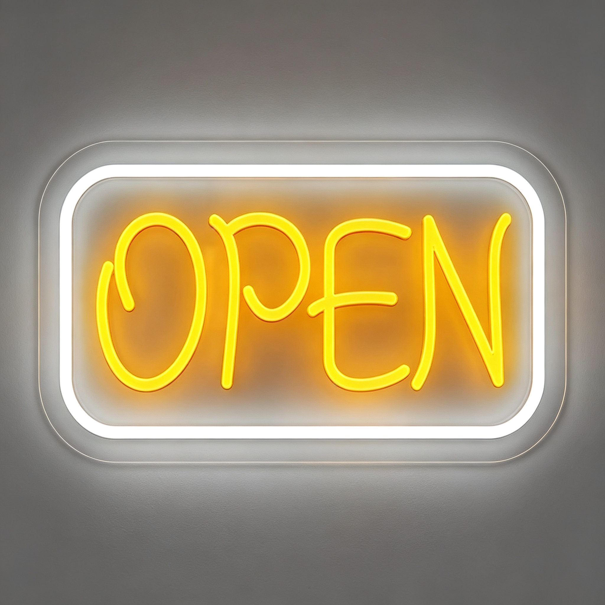 Open Simple Rounded Rectangle Business Neon Sign