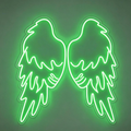 Neon Green Minimalist Angel Wings Outline LED Neon Sign