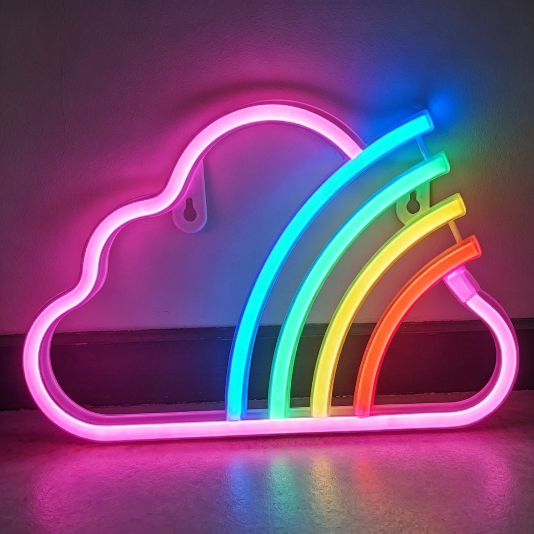 Rainbow Inside Cloud Outline LED Neon Sign