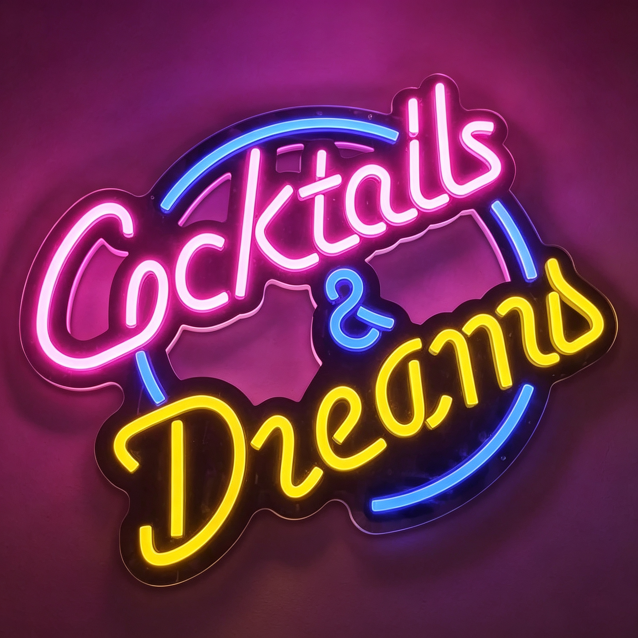 Cocktails & Dreams Circular LED Neon Sign