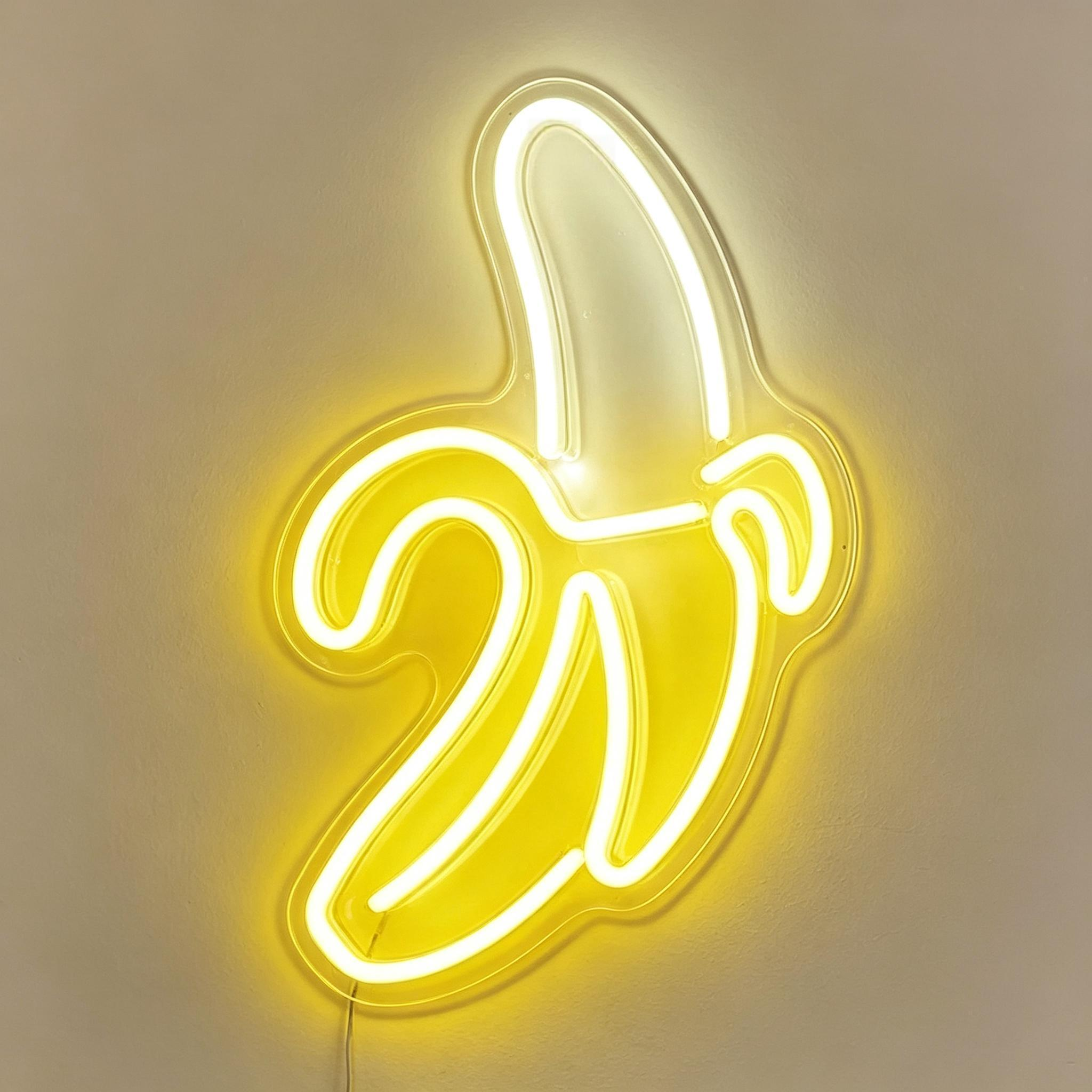 Peeled Banana Fruit Outline LED Neon Sign