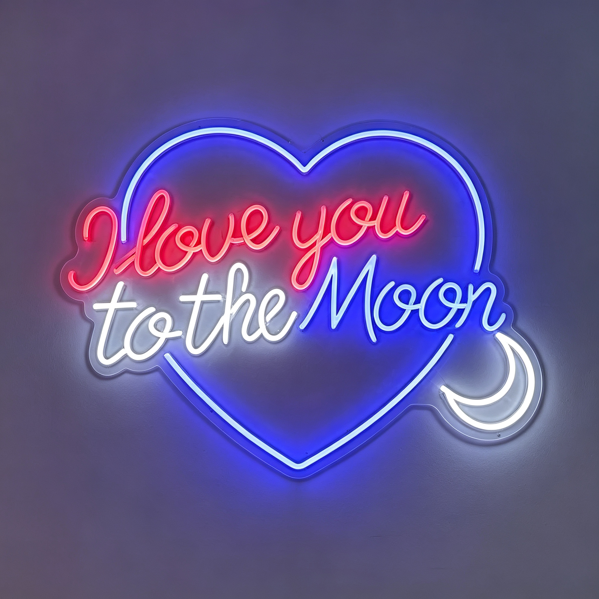 I Love You To The Moon Heart Shaped LED Neon Sign