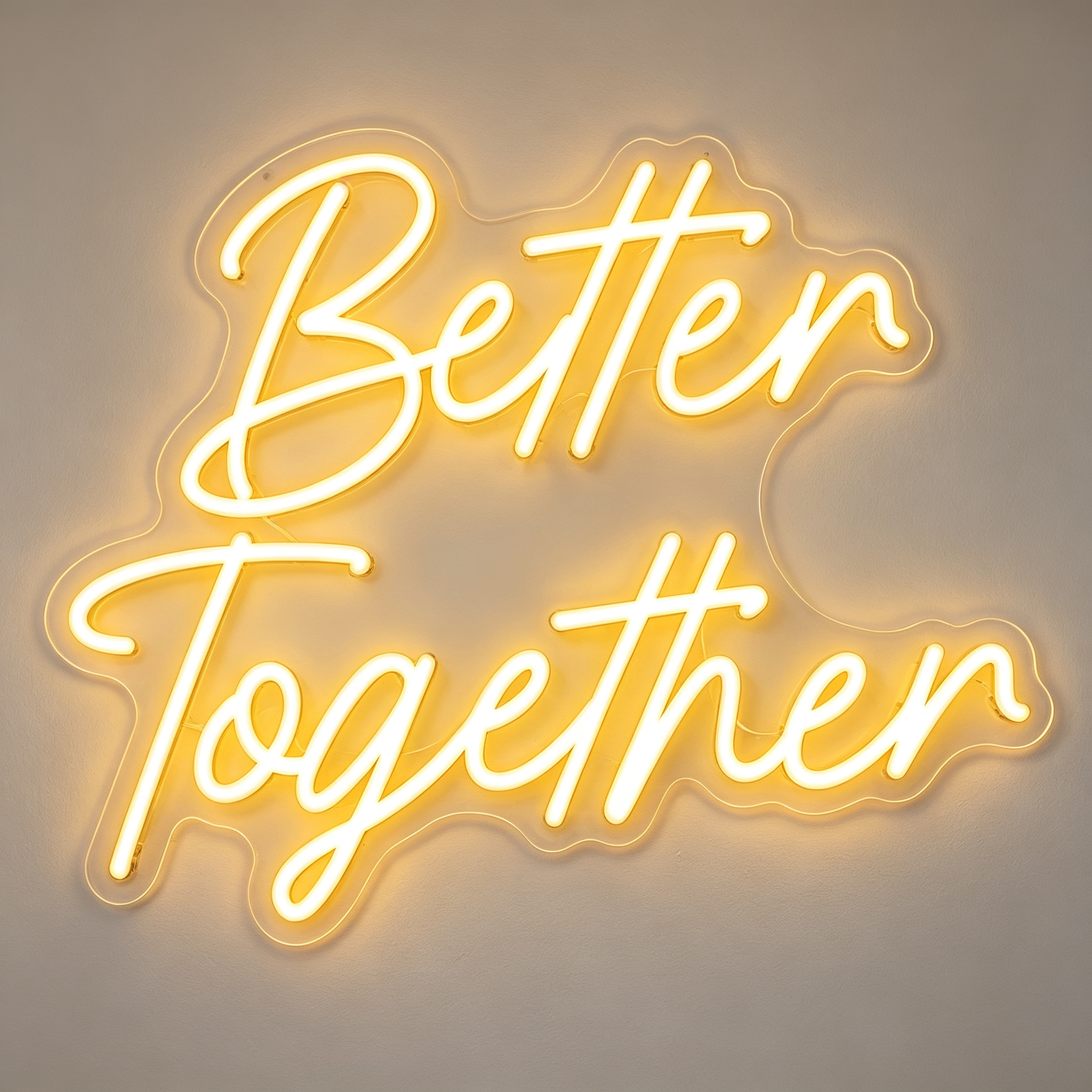 Better Together Warm Yellow Cursive Neon Sign