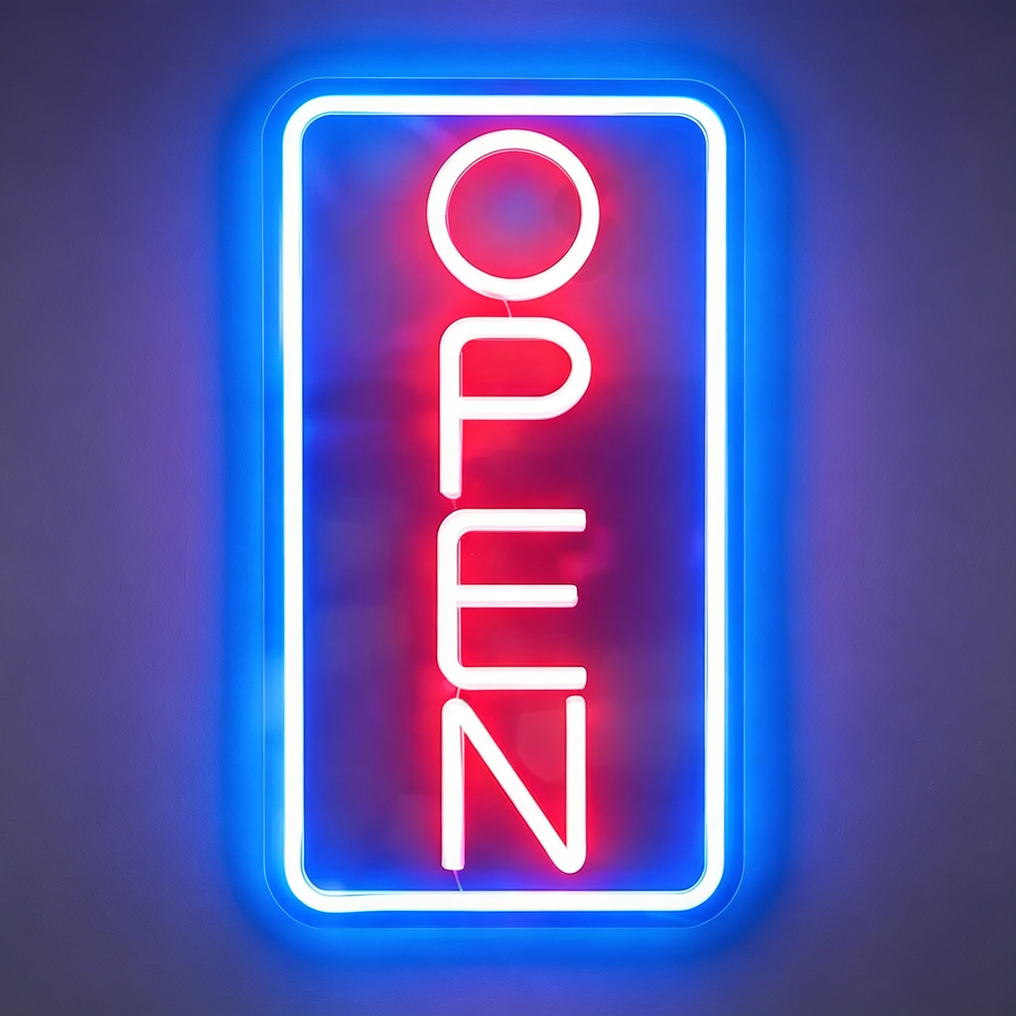 OPEN Vertical Rectangle Bold Business Neon Sign