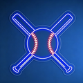 Baseball With Two Crossed Bats LED Neon Sign
