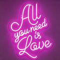 All You Need Is Love Stacked Cursive LED Neon Sign