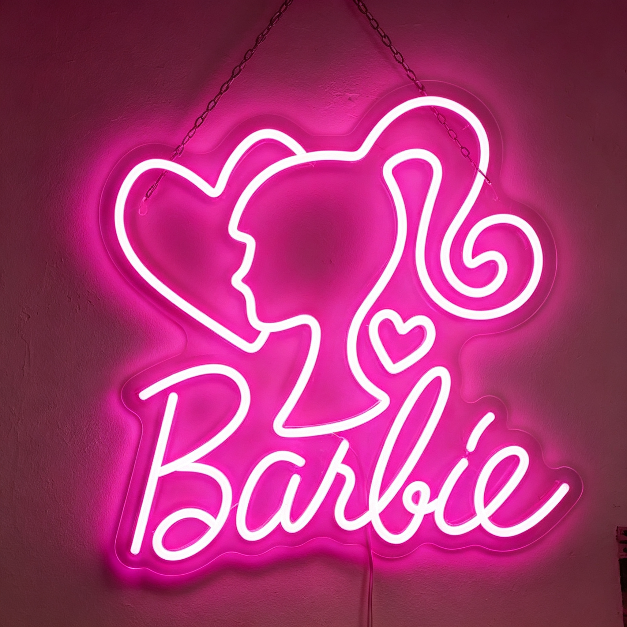 Barbie Silhouette With Hearts LED Neon Sign