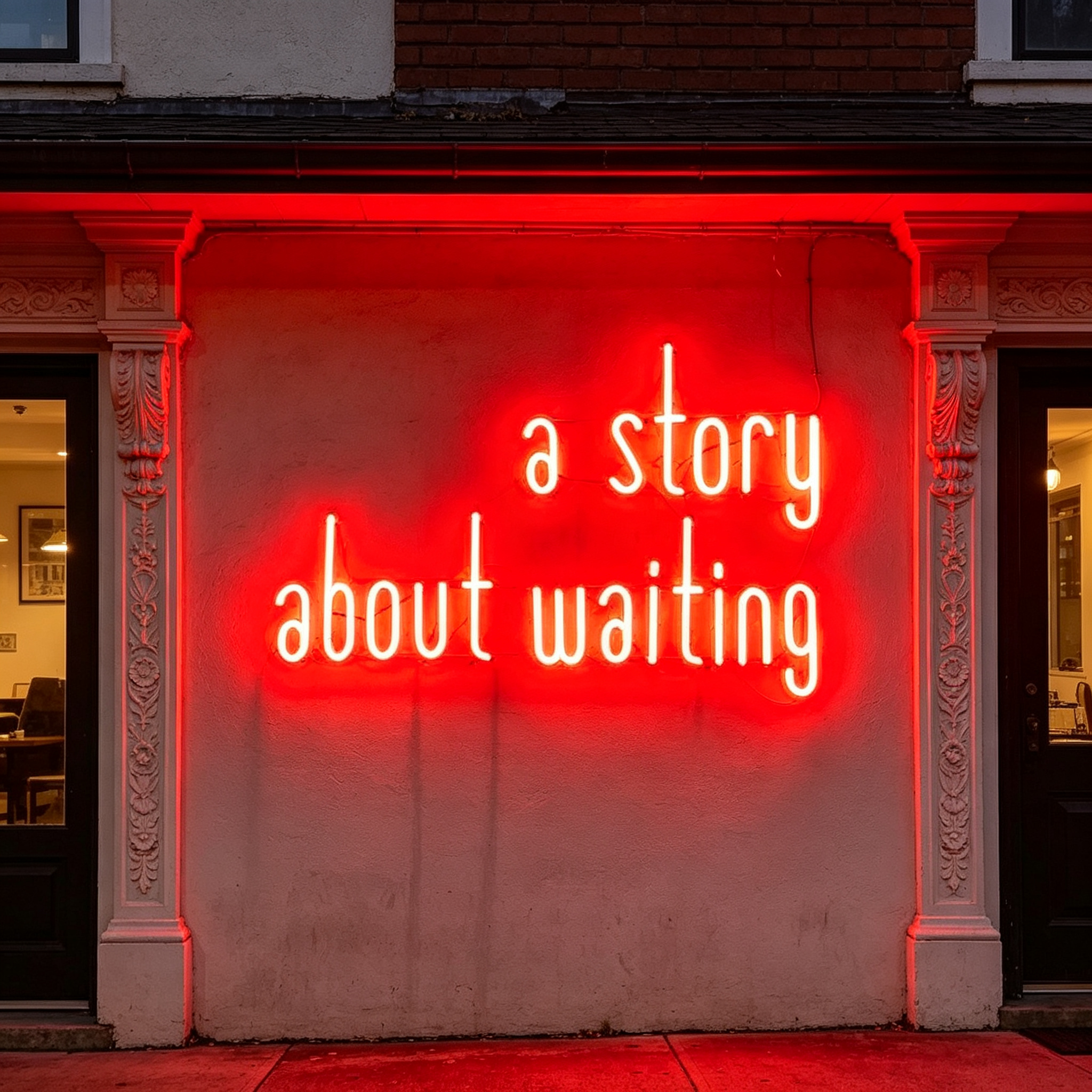 Bold Red "a story about about waiting" Typography Art LED Neon Sign