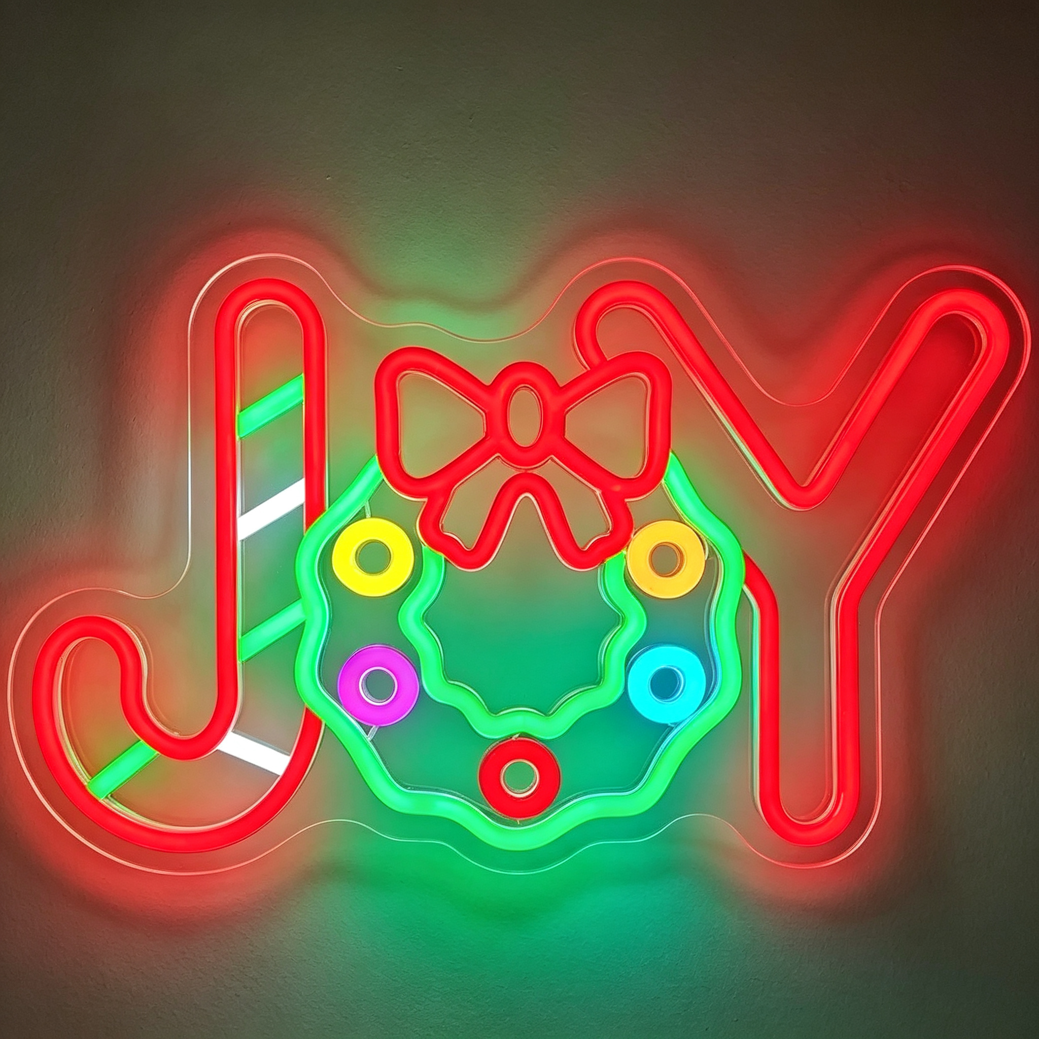 Joy Christmas Wreath LED Neon Sign