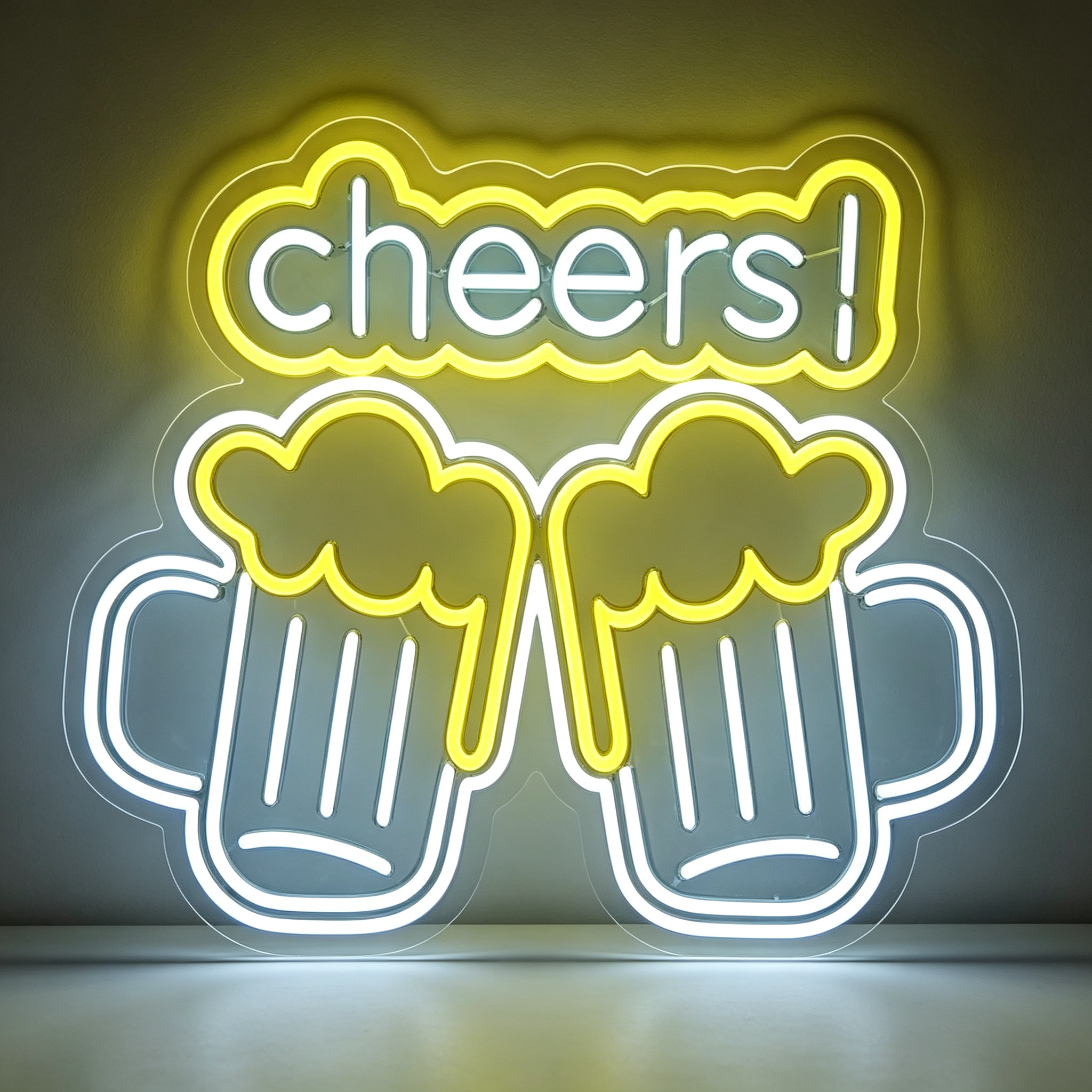 Cheers Two Clinking Beer Mugs Neon Sign