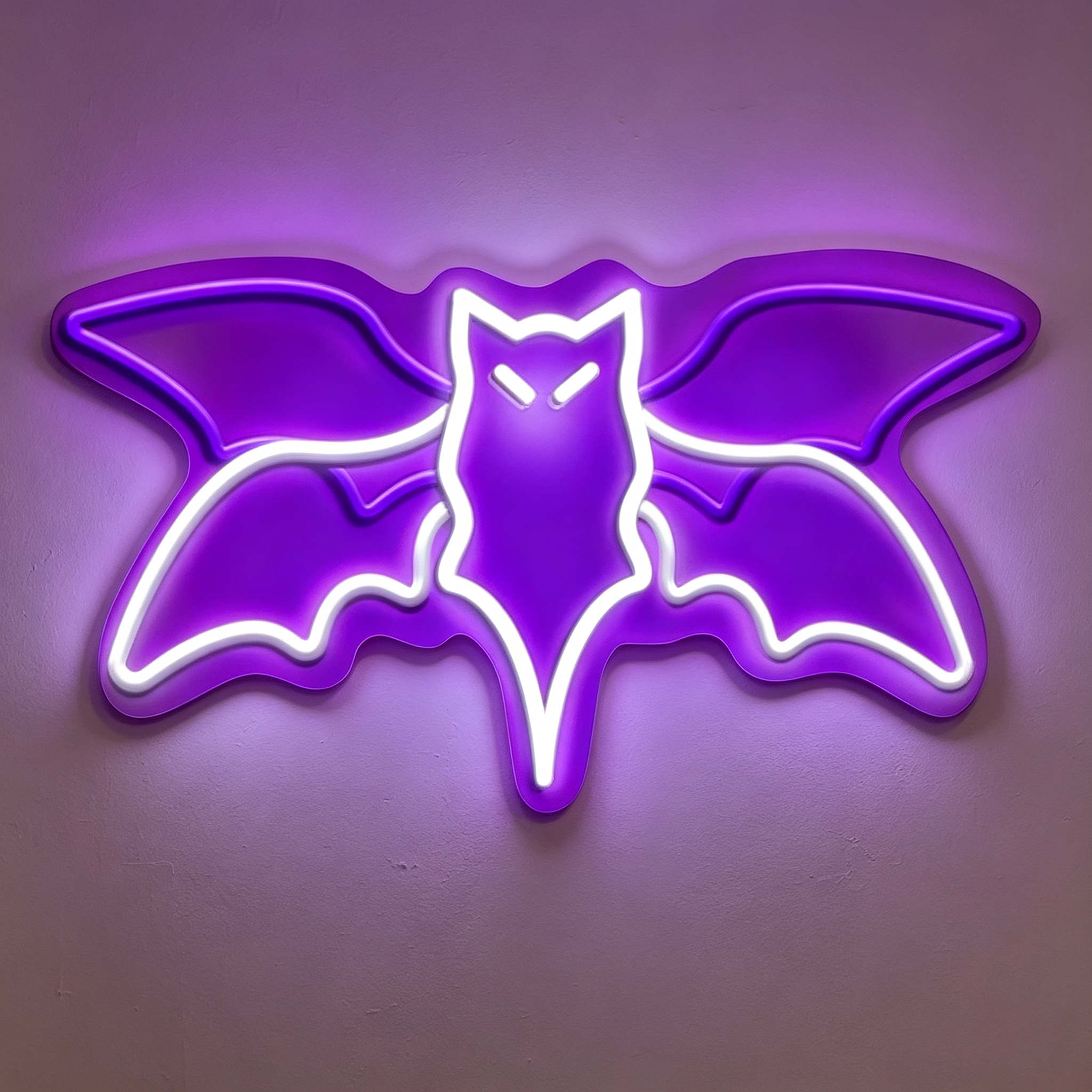 Front-Facing Flying Bat Two-Tone Halloween Neon Sign
