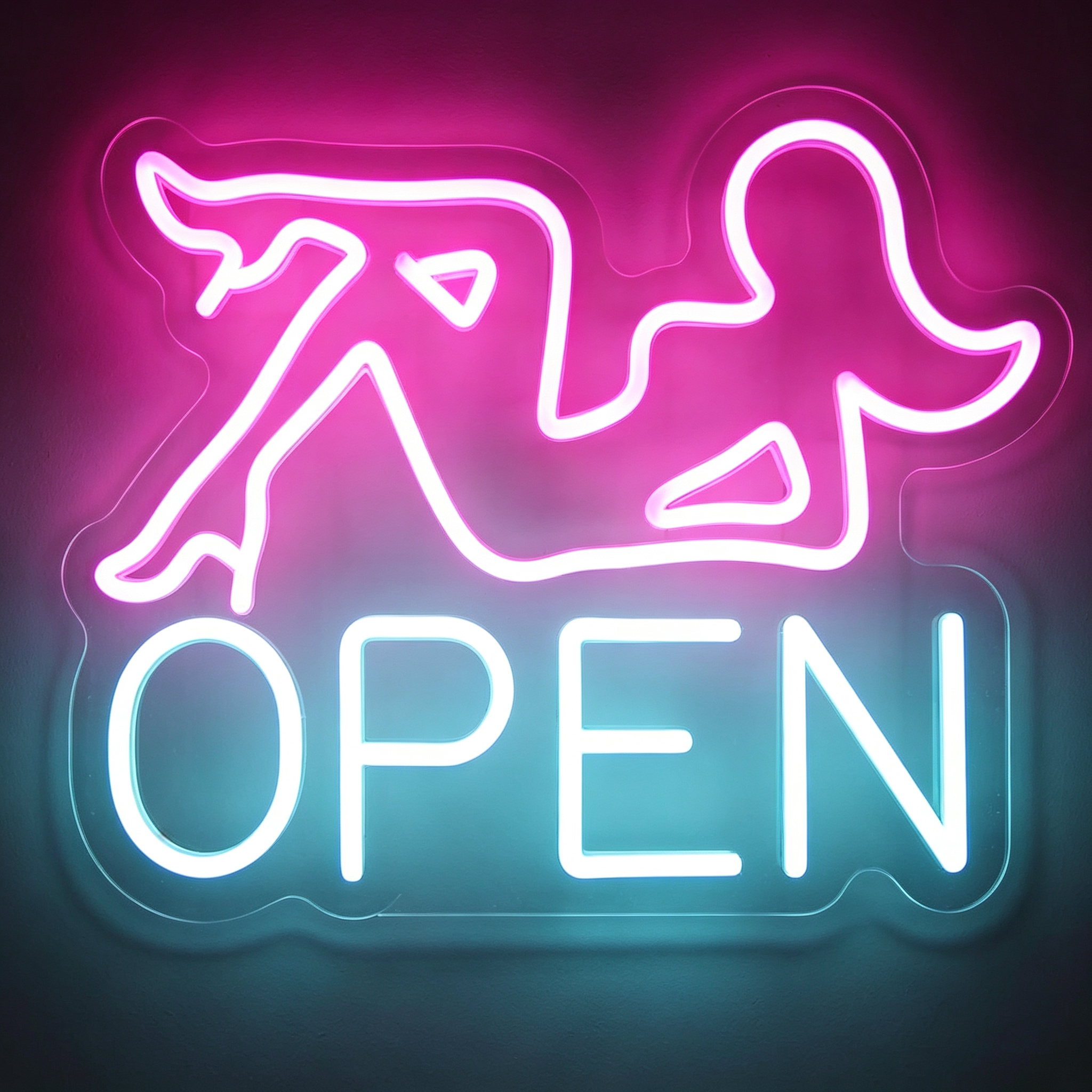 OPEN Reclining Woman Silhouette Stylish Business Neon Sign
