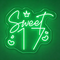 Sweet 17 with Crown and Hearts Neon Sign