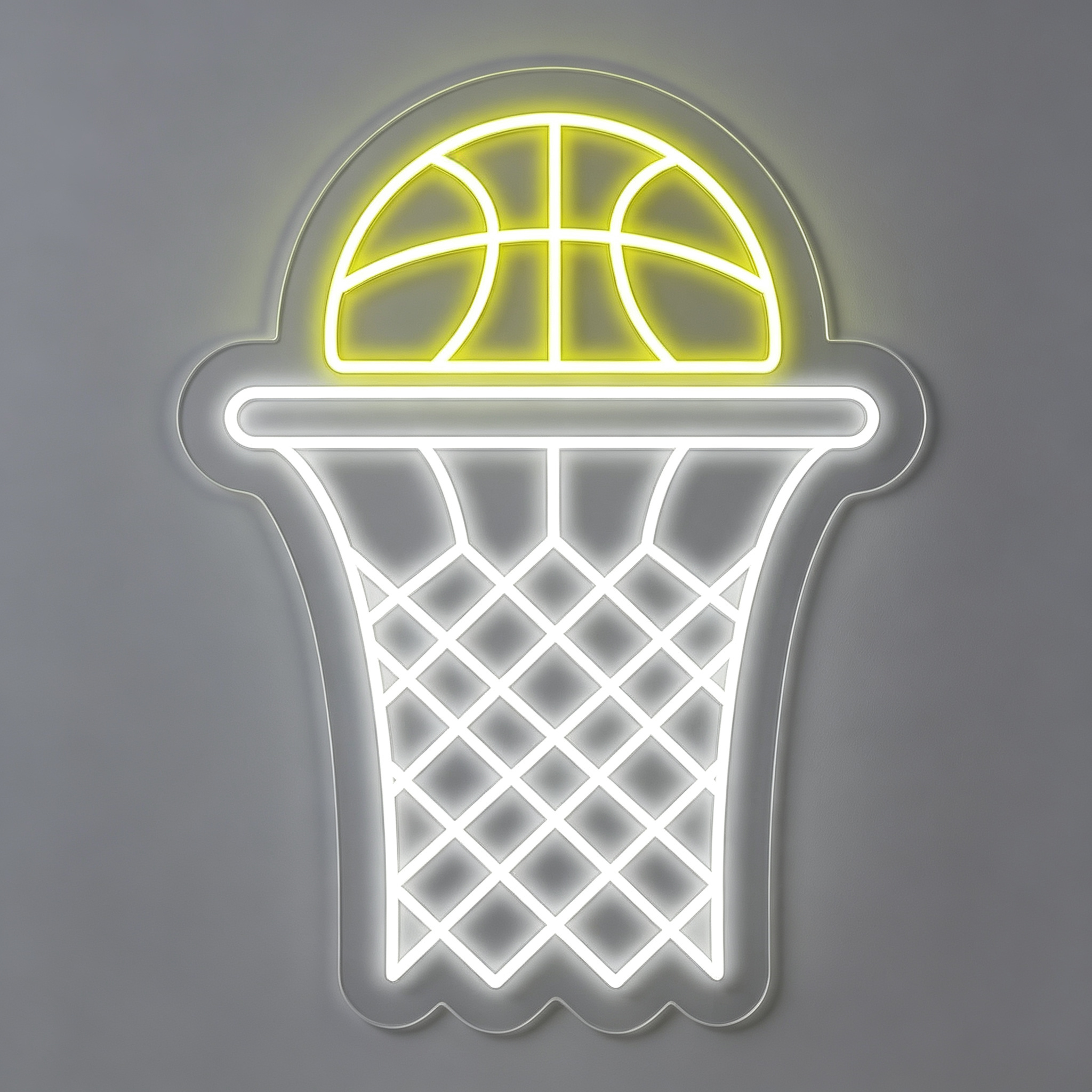 Half Basketball Over Hoop Net LED Neon Sign