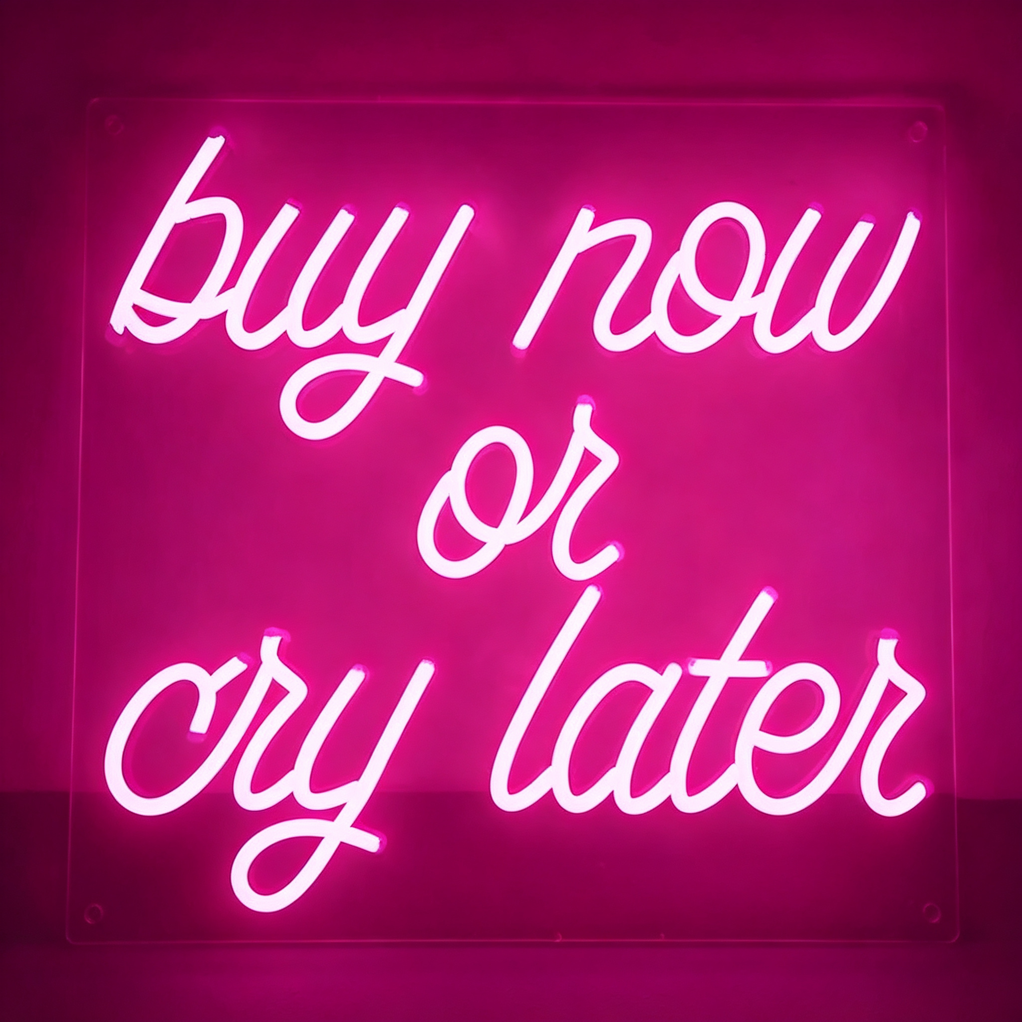 Buy Now Or Cry Later Neon Sign