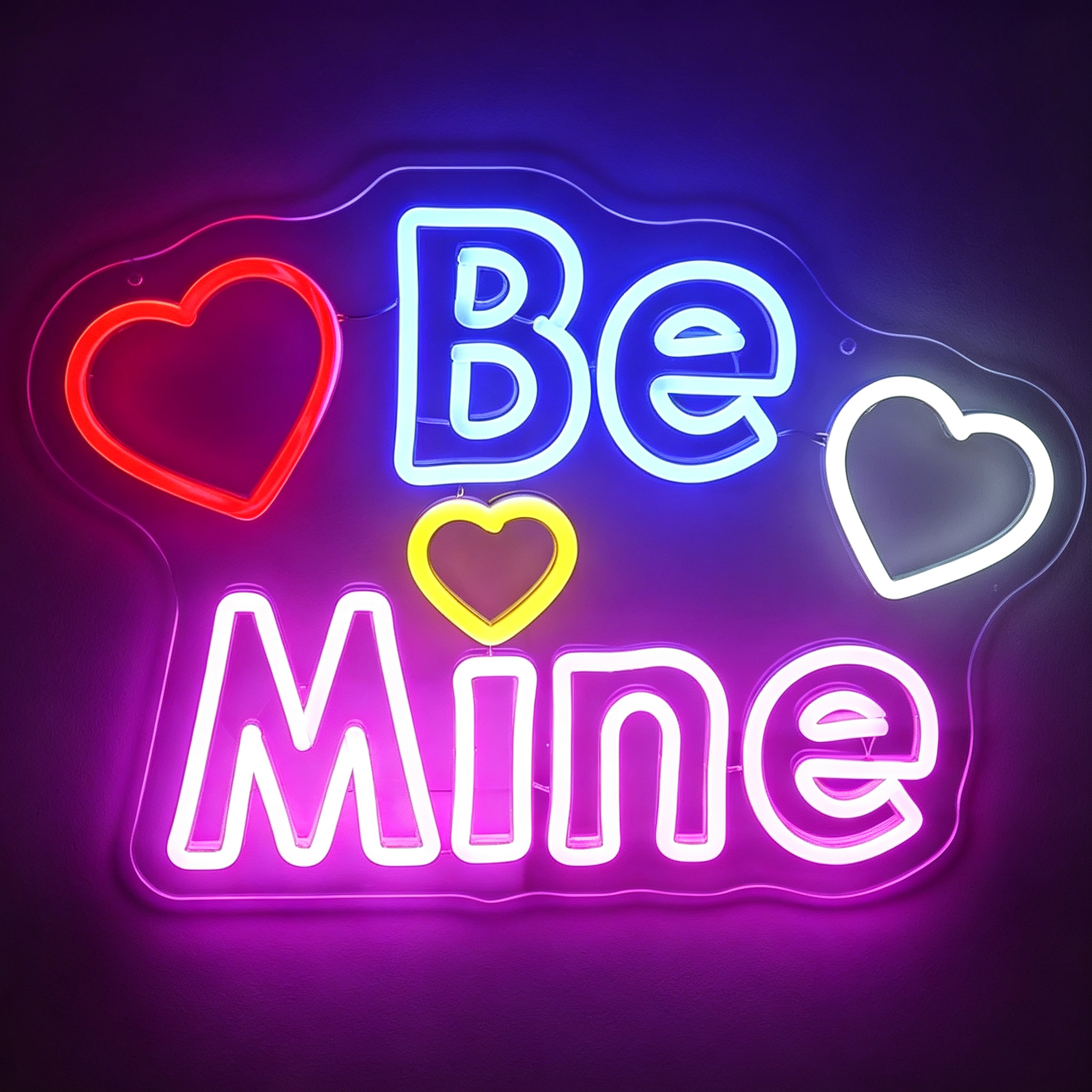 Be Mine With Multi-Color Hearts Valentine Neon Sign