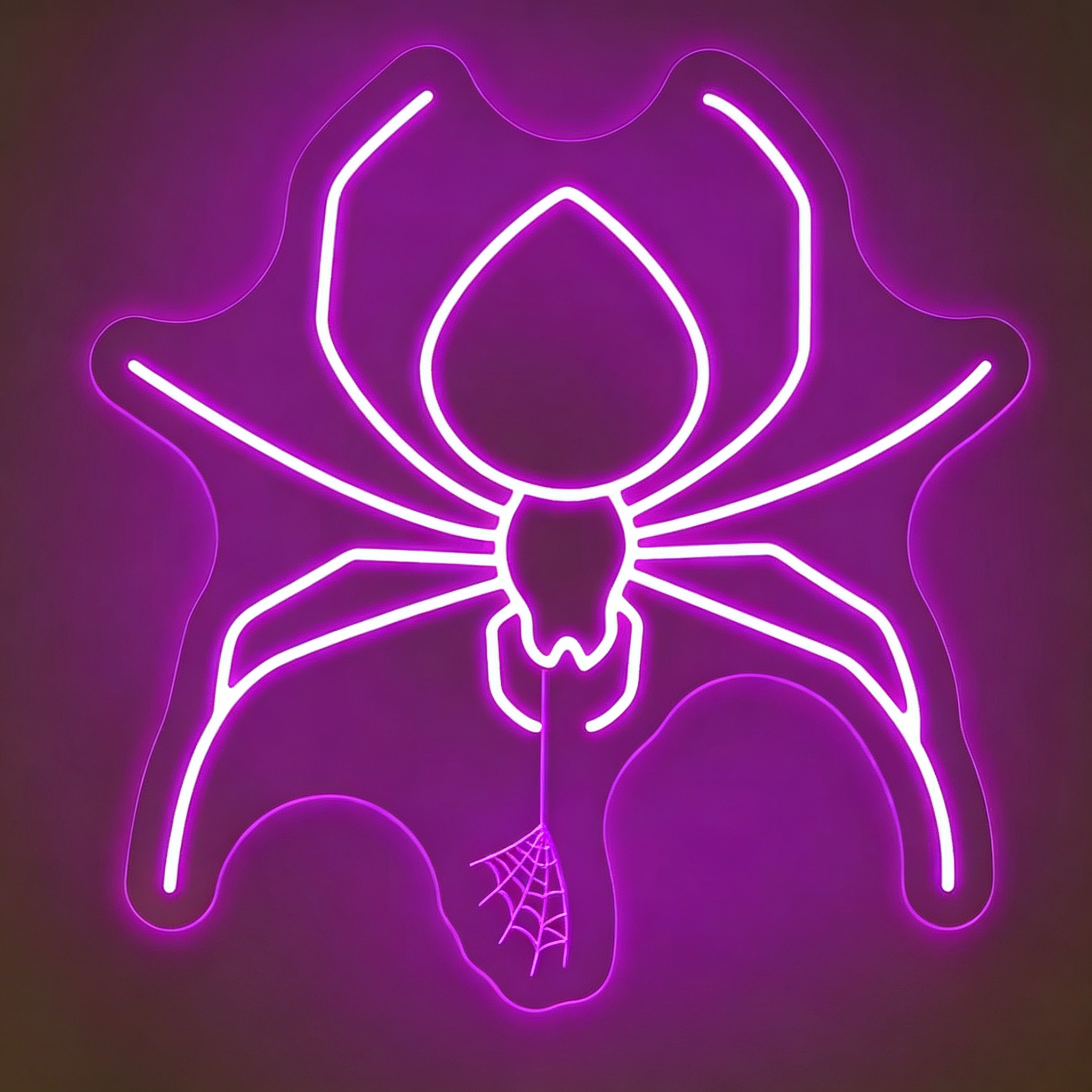 Hanging Spider with Web Halloween Neon Sign