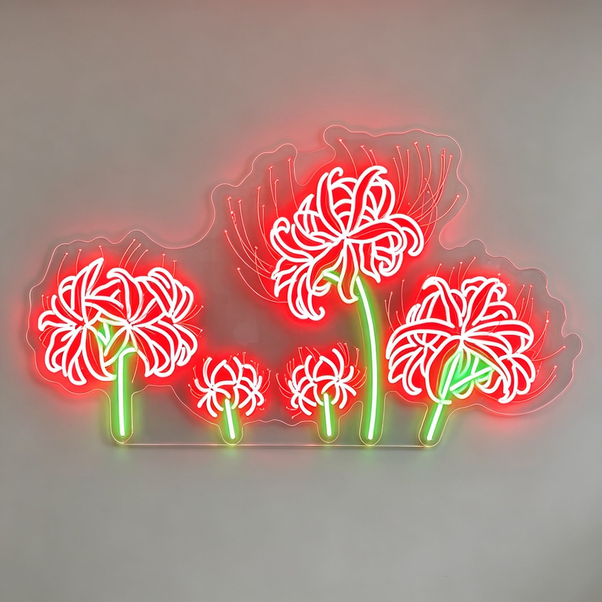 Vibrant Red Lycoris Radiata (Spider Lily) Cluster LED Neon Sign