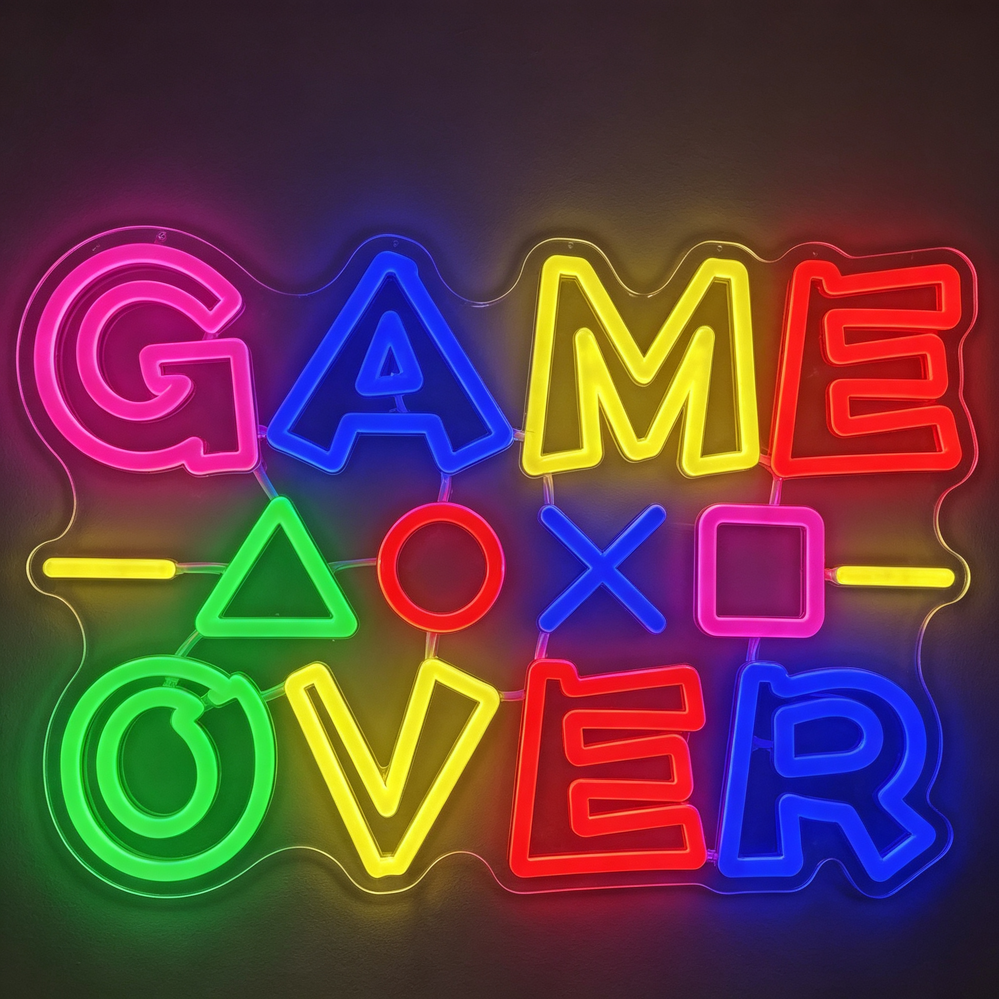 Game Over with Console Controller Buttons LED Neon Sign