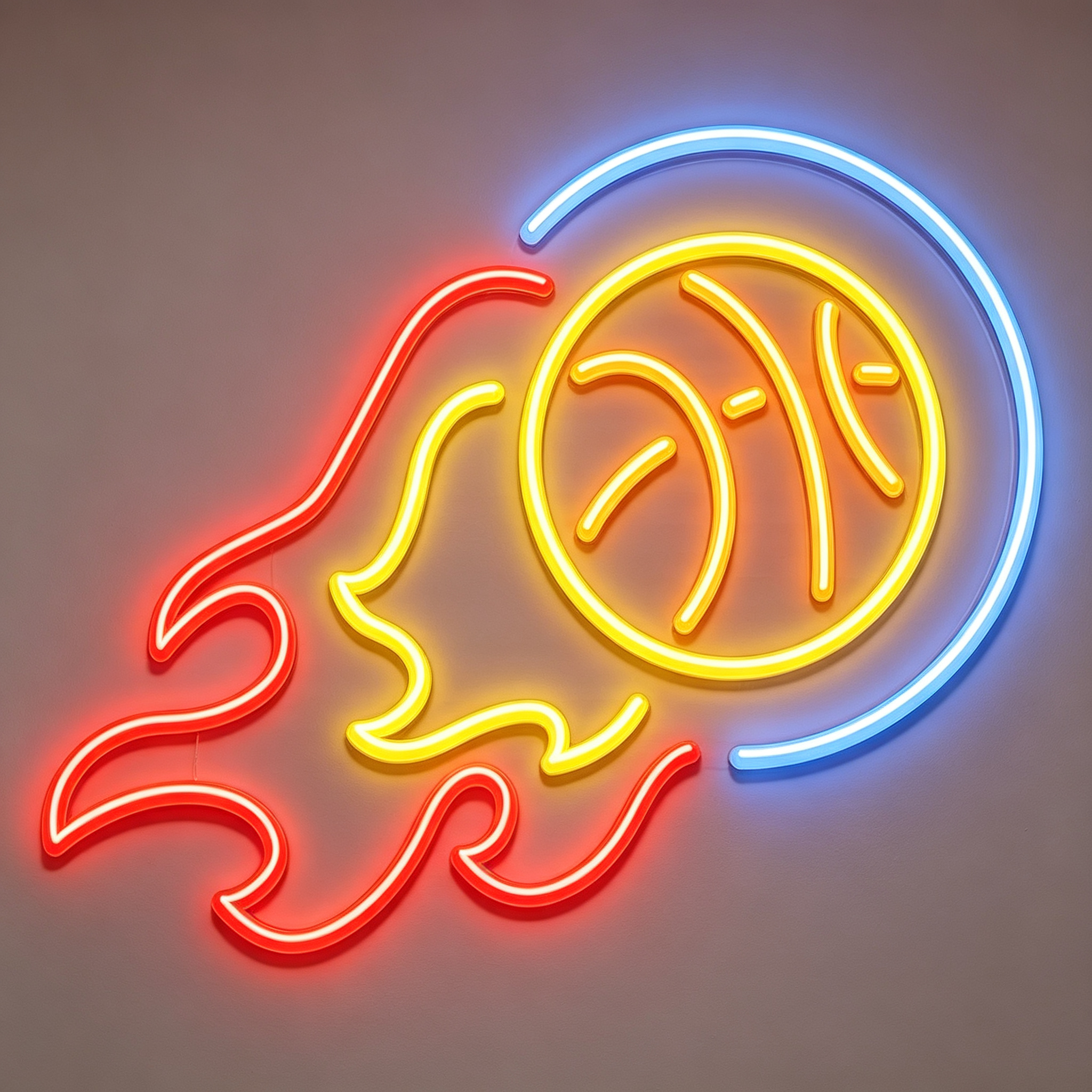 Basketball With Flaming Trail LED Neon Sign