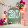 Mint Green Rounded "20" Birthday Number LED Neon Sign